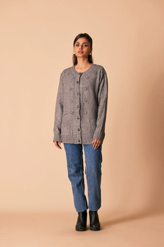 Ellena - Round Neck Cardigan Sweater