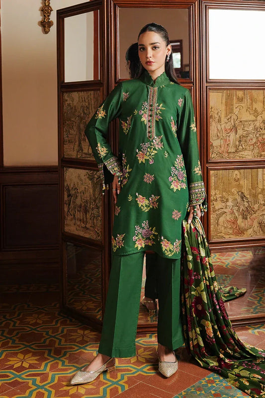 Picture of <!--gm-->Cross Stitch - Satin De Luxe Unstitched Premium Collection - Green Oasis - Available at Raja Sahib