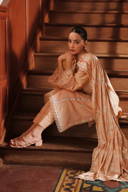 Picture of <!--gl-->Cross Stitch - Satin De Luxe Unstitched Premium Collection - Coral Charm - Available at Raja Sahib