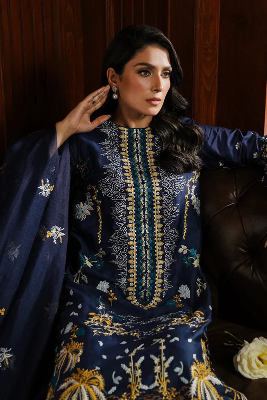 Picture of <!--gj-->Cross Stitch - Satin De Luxe Unstitched Premium Collection - Celestial Navy - Available at Raja Sahib