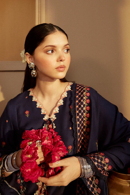 Picture of <!--fn-->Cross Stitch - Winter Unstitched Collection 2024 - Sapphire Bliss - Available at Raja Sahib