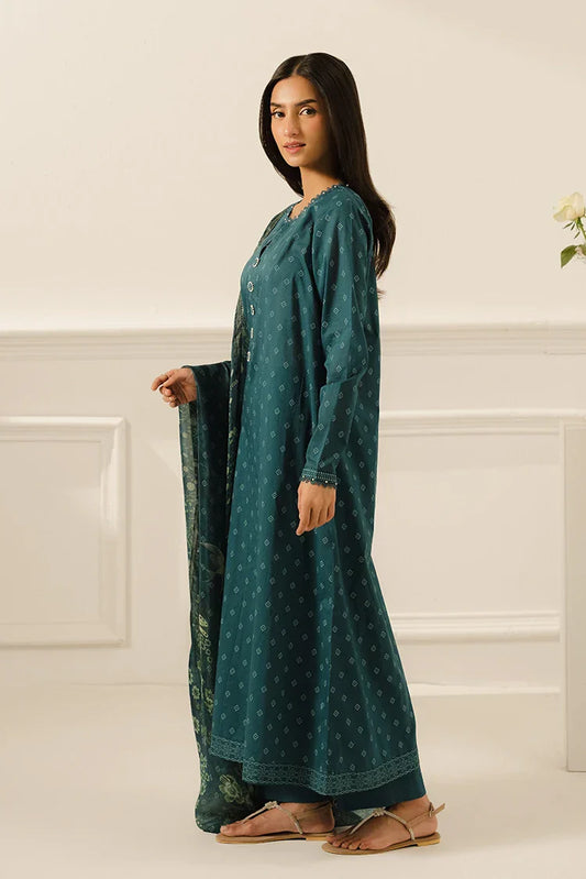 Picture of Cross Stitch - Prints Daily Lawn Collection Vol 3 - Teal Dew - Available at Raja Sahib