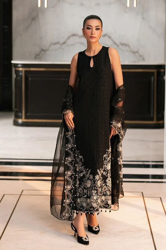 Picture of Cross Stitch - Embroidered Chiffon Edit Vol 1 - Charcoal Void - Available at Raja Sahib