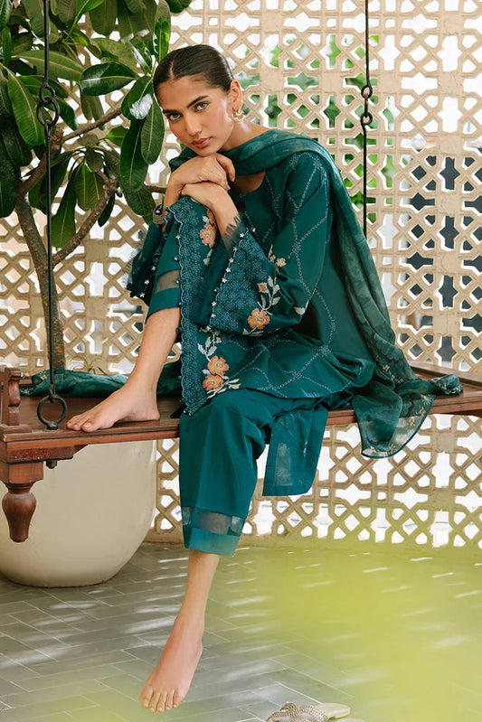 Picture of Cross Stitch - The Monsoon Edit - Vibrant Spruce - Available at Raja Sahib