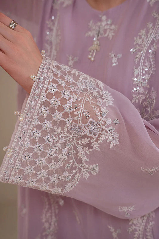 Cross Stitch - 4 PC Chiffon Embroidered Suit - Iris Lavender