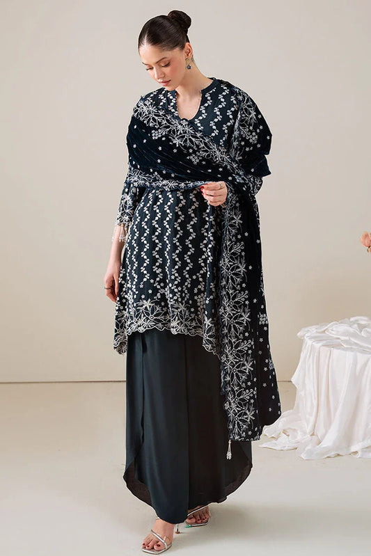 Cross Stitch - 3 PC Silk Embroidered Suit - Tropical Teal