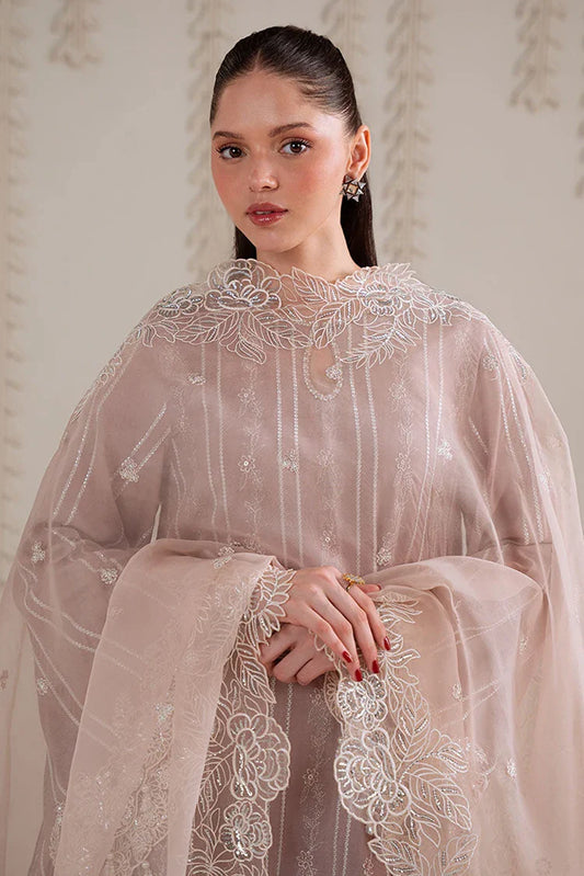 Cross Stitch - 3 PC Silk Embroidered Suit - Burnt Sand