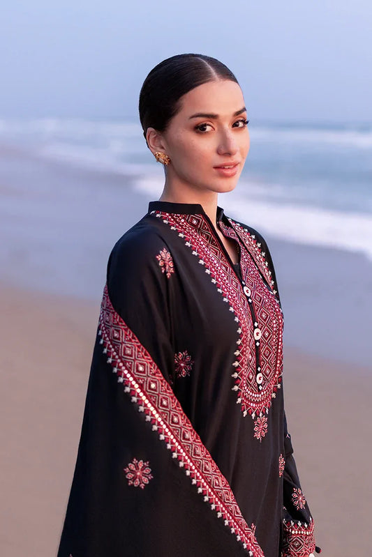 Picture of Cross Stitch - Premium Unstitched Cotton Satin - Raven Folk - Available at Raja Sahib