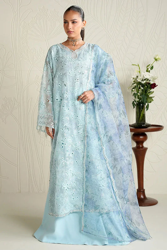 Cross Stitch - Embroidered Chiffon Edit - 4 Piece - Blue Clair
