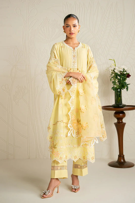 Cross Stitch - Embroidered Chiffon Edit - 3 Piece - Dandelion Bliss