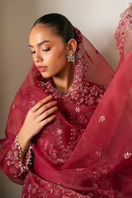 Cross Stitch - Embroidered Chiffon Edit - 4 Piece - Garnet Glow
