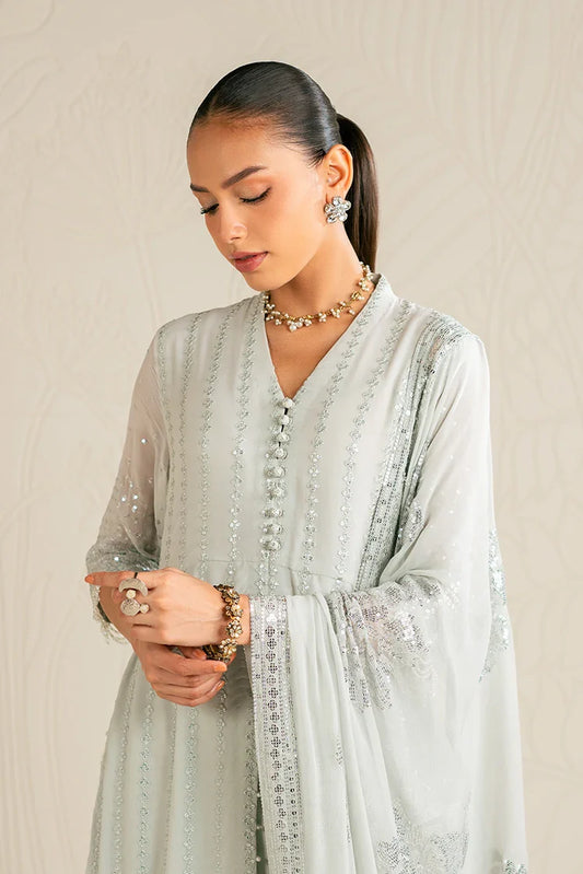 Cross Stitch - Embroidered Chiffon Edit - 4 Piece - Mint Sparkle