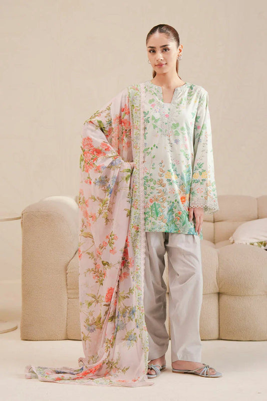Cross Stitch - Daily Unstitched Lawn - Minty Glow