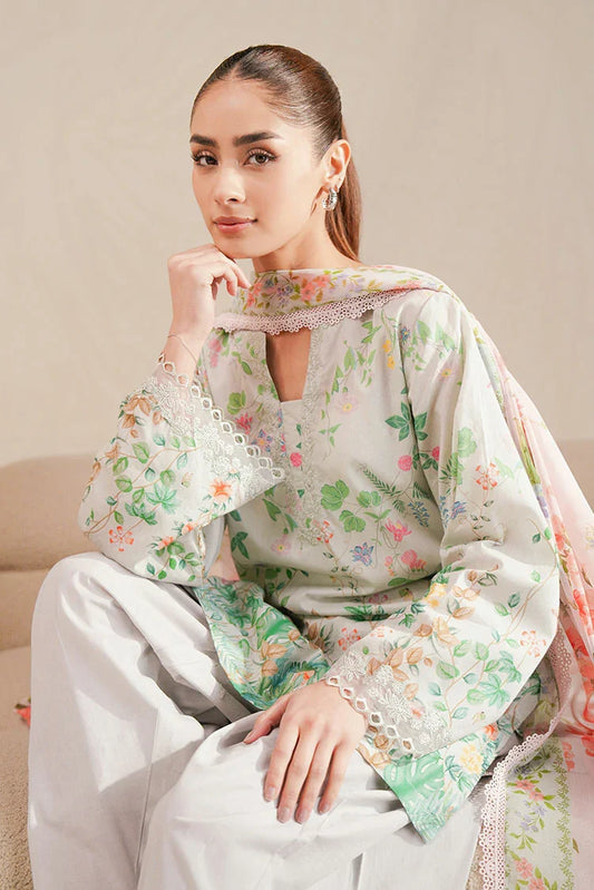 Cross Stitch - Daily Unstitched Lawn - Minty Glow