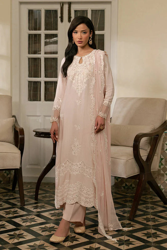 Cross Stitch - Pale Pink - 3 Piece - Shirt, Trouser & Dupatta