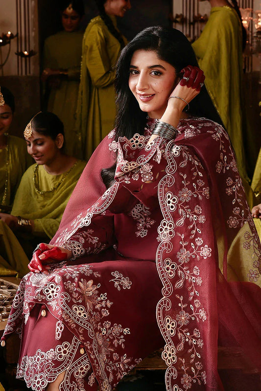 Cross Stitch - Unstitched Premium Eid Lawn - Crimson Drape