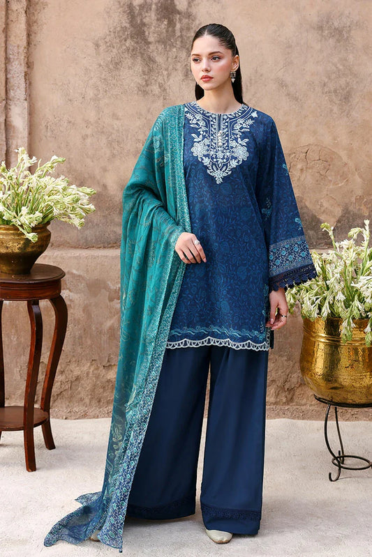 Cross Stitch - Unstitched Premium Eid Lawn - Prussian Waves