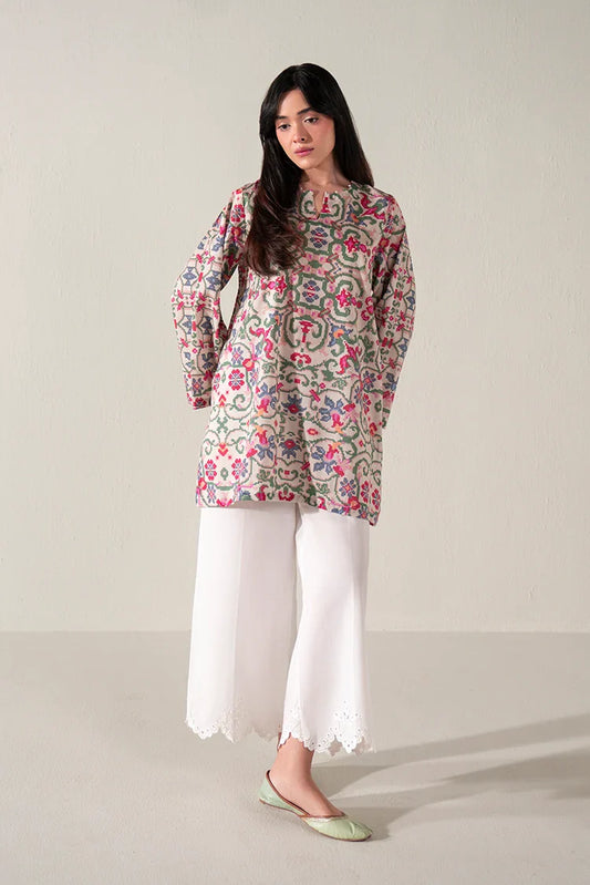 Cross Stitch - Coral Bloom Printed Lawn Shirt