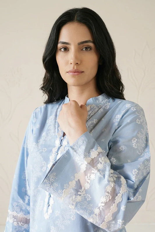Cross Stitch - Daily Unstitched Printed Lawn Vol 3 - Ethereal Blue
