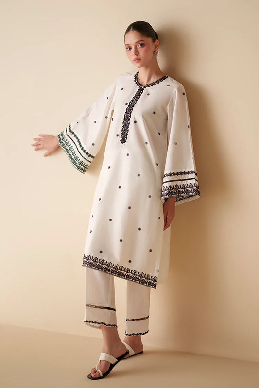 Cross Stitch - Lunar Ivory Embroidered Cambric Shirt