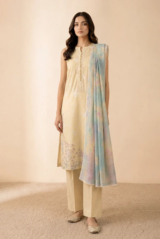 Cross Stitch - Daily Unstitched Printed Lawn Vol 4 - Lemon Blossom