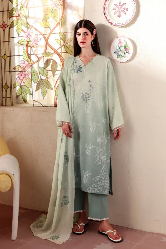 Cross Stitch - Unstitched Premium Lawn Vol 3 - Cloud Green