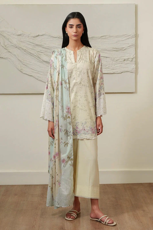 Cross Stitch - Printed Lawn Suit - 3 Piece - Floral Dusk