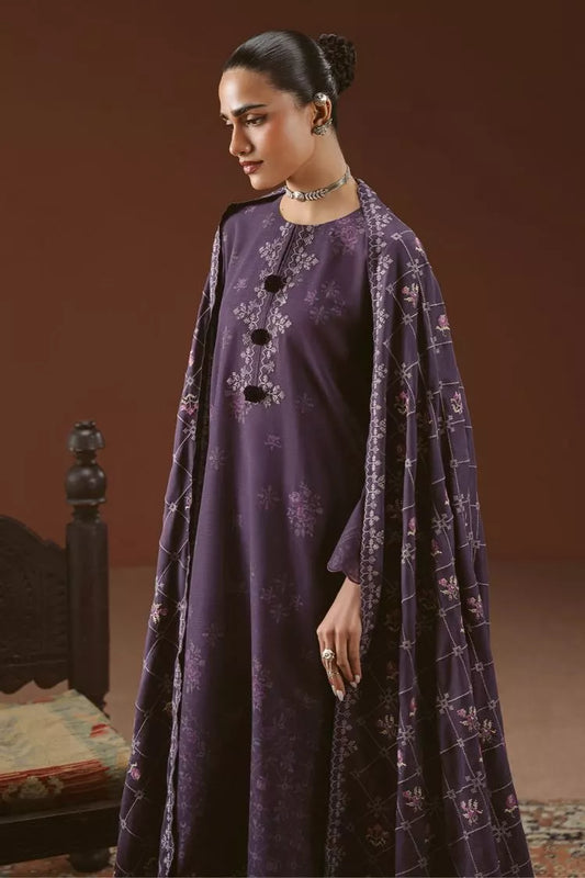Cross Stitch - Purple Mosaic Khaddar Embroidered Suit - 3 Piece