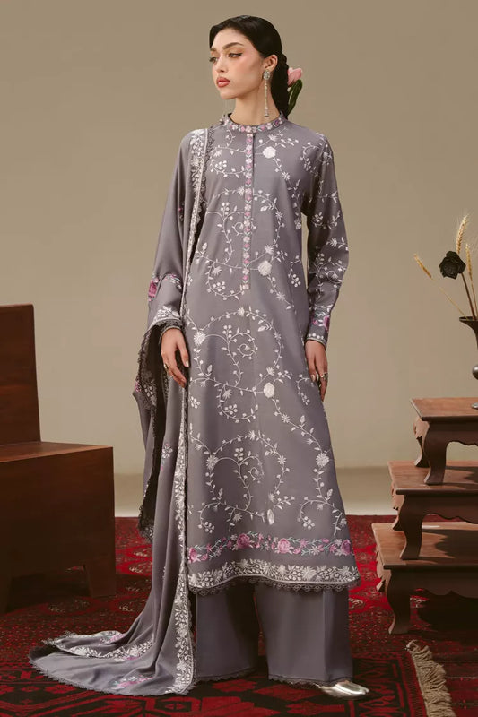 Cross Stitch - Violet Haze Linen Embroidered Suit - 3 Piece
