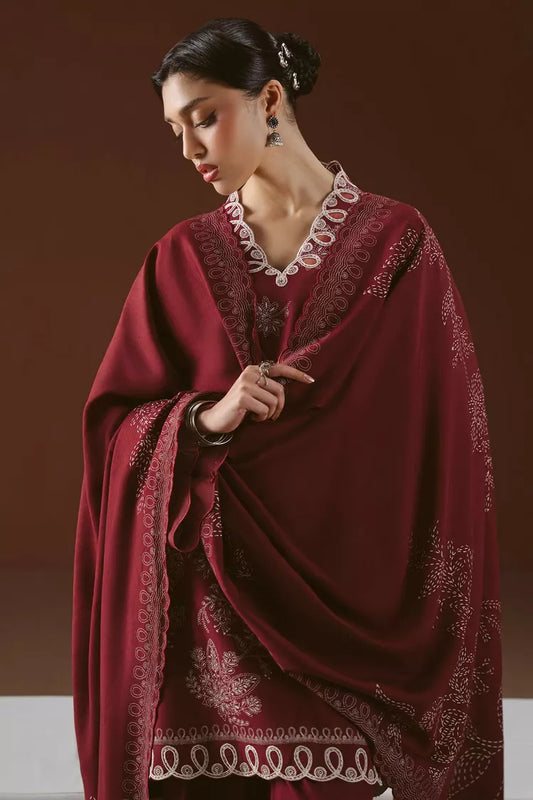 Cross Stitch - Scarlet Ink Linen Printed Suit - 3 Piece