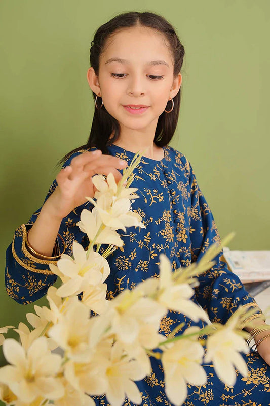 Modest - 3 Piece Blue Linen Printed Suit