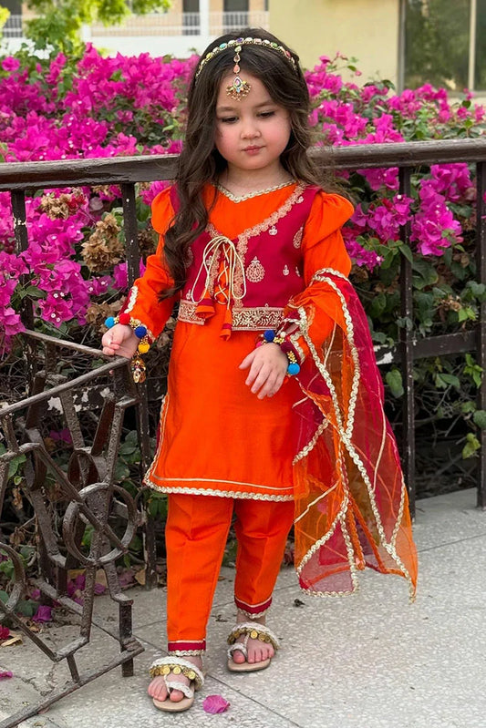 Modest - Toddler Orange Festive Dress
