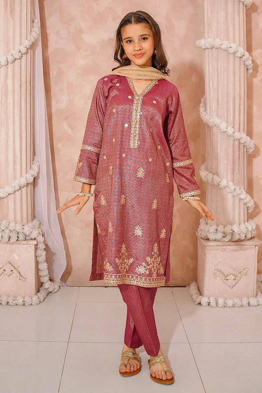 Modest - Girls Embroidered Maysuri Suit - 3 Piece