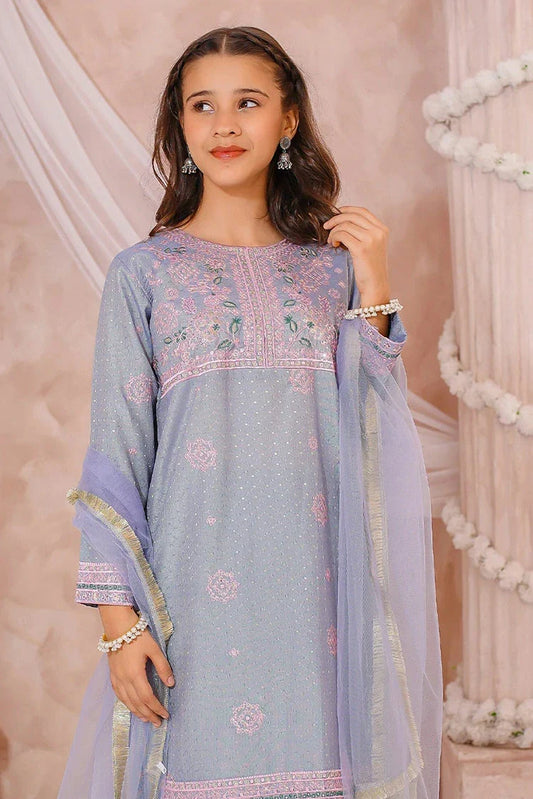 Modest - Cotton Lawn Embroidered Sharara - 3 Piece