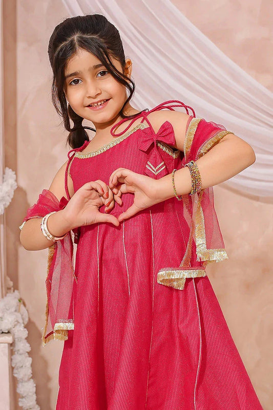 Modest - Girls Embroidered Maysuri Sharara - 3 Piece