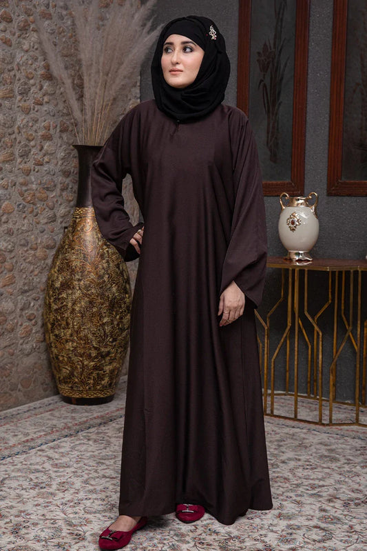 Malbus - Abaya - Chocolate Brown Plain Straight Closed