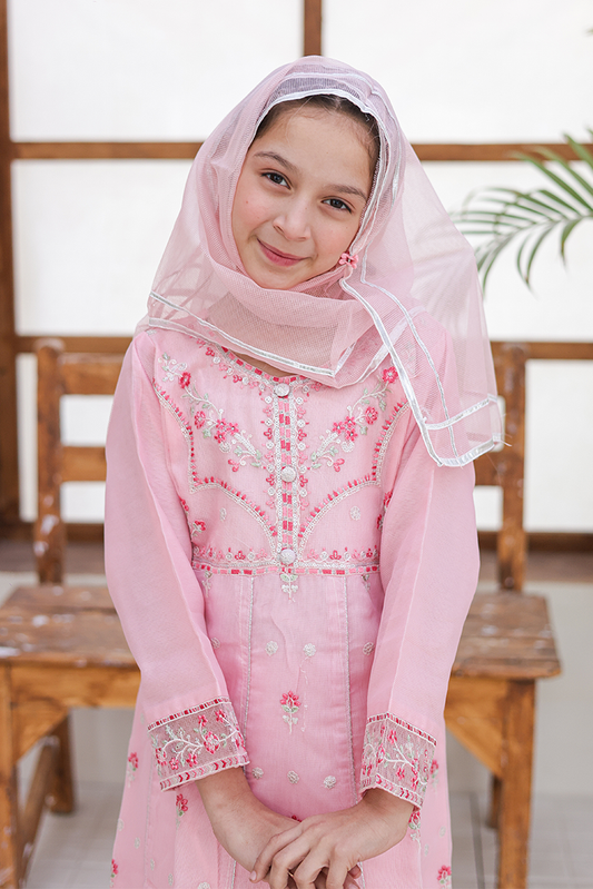 Girlz Eid Edit - Frock - Pink - 3 Piece