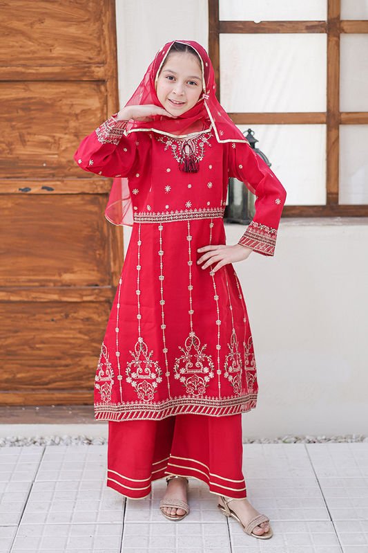 Girlz Eid Edit - Pishwas Raspberry - 3 Piece