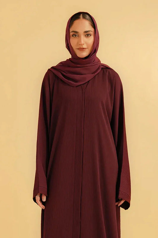 Divinely Crafted - Textured Abaya Set - Maroon