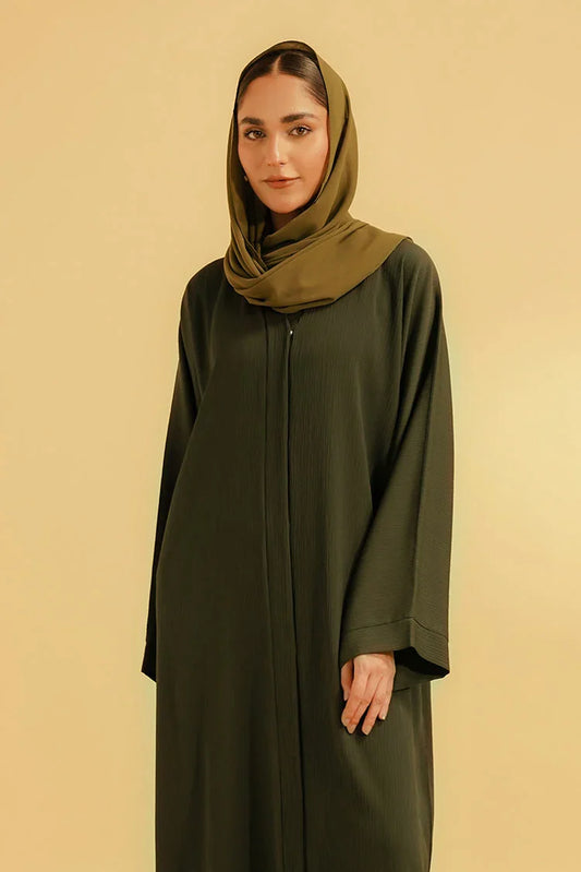 Divinely Crafted - Textured Abaya Set - Olive