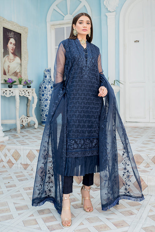 Ellena - 3-PC Stitched Organza Suit