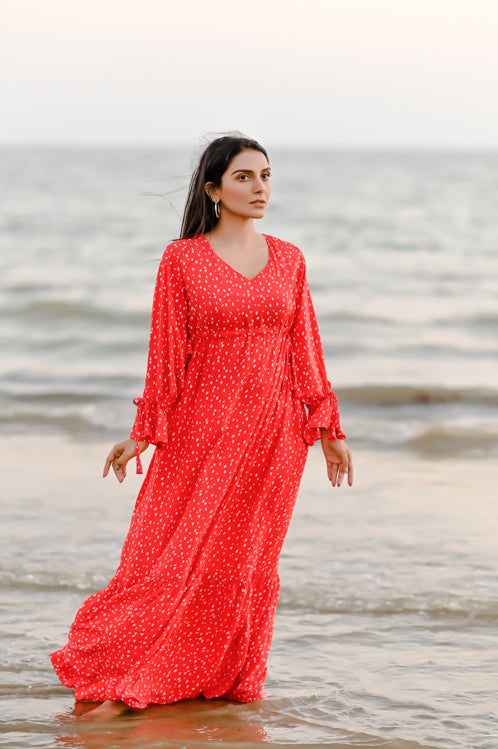 Ellena - Elegant Polka Dot V-neck Dress