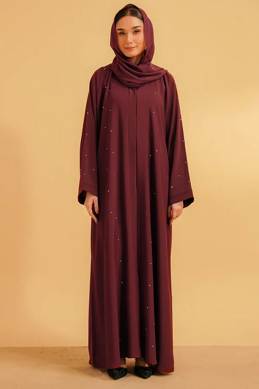 Divinely Crafted - Embellished Abaya - Maroon