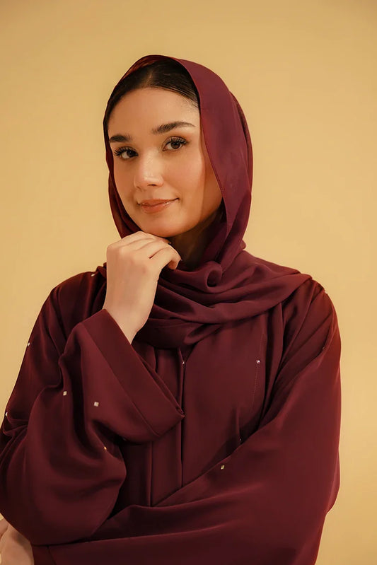 Divinely Crafted - Embellished Abaya - Maroon