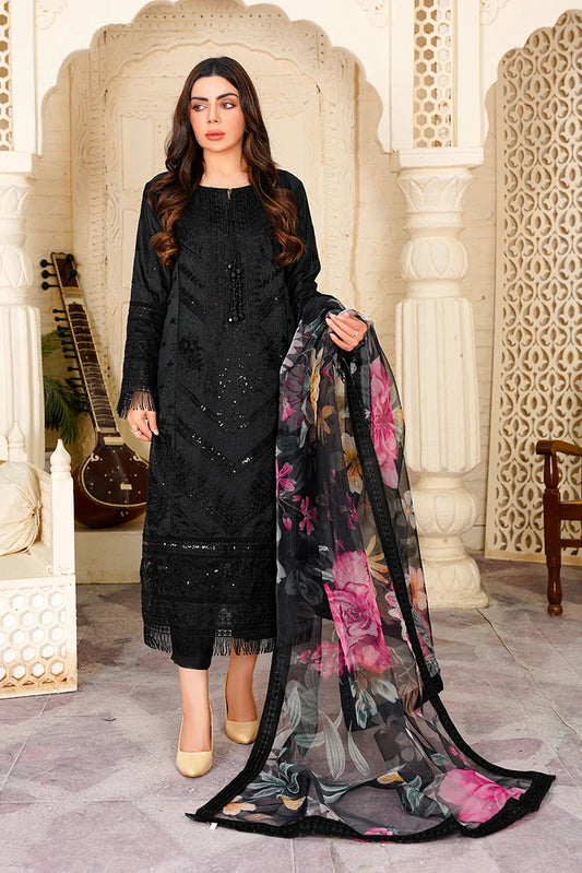Khubsurat - Afreen - 3307 - Black - KH-ORNT
