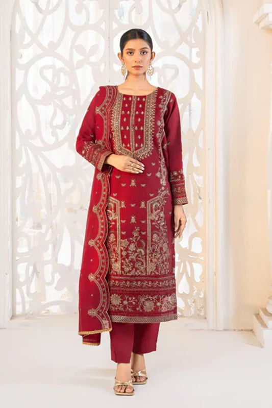 Khubsurat - 4 Piece Stitched Embroidered - Red - 3339-KH-ORNT