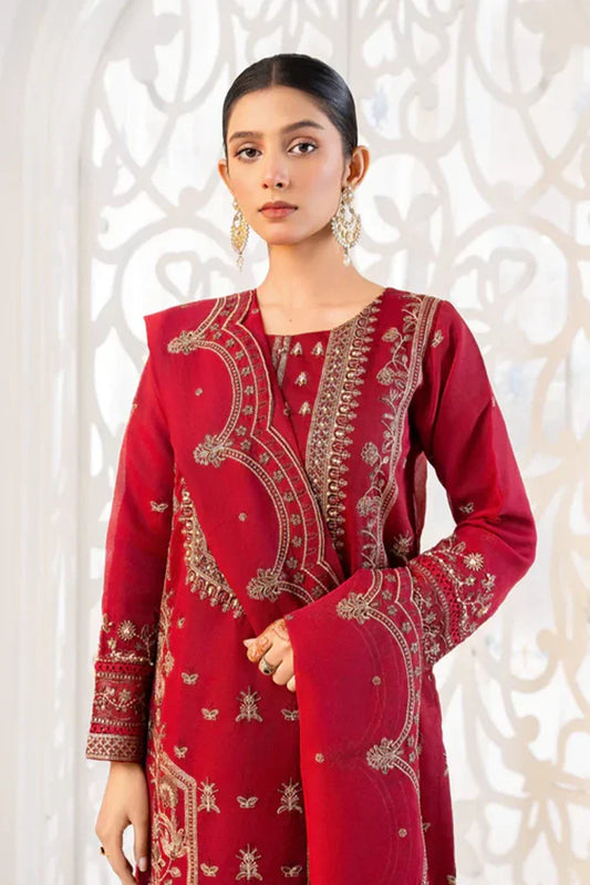 Khubsurat - 4 Piece Stitched Embroidered - Red - 3339-KH-ORNT