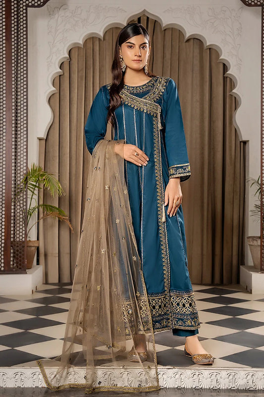 Khubsurat - 3 Pieces Ready to Wear - Teal - 3701-KH-CT