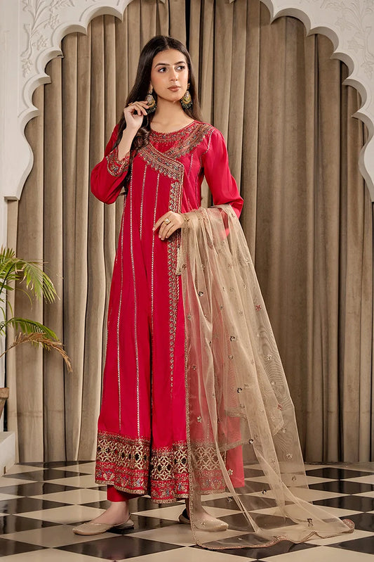 Khubsurat - 3 Pieces Ready to Wear - Shocking Pink - 3701-KH-CT