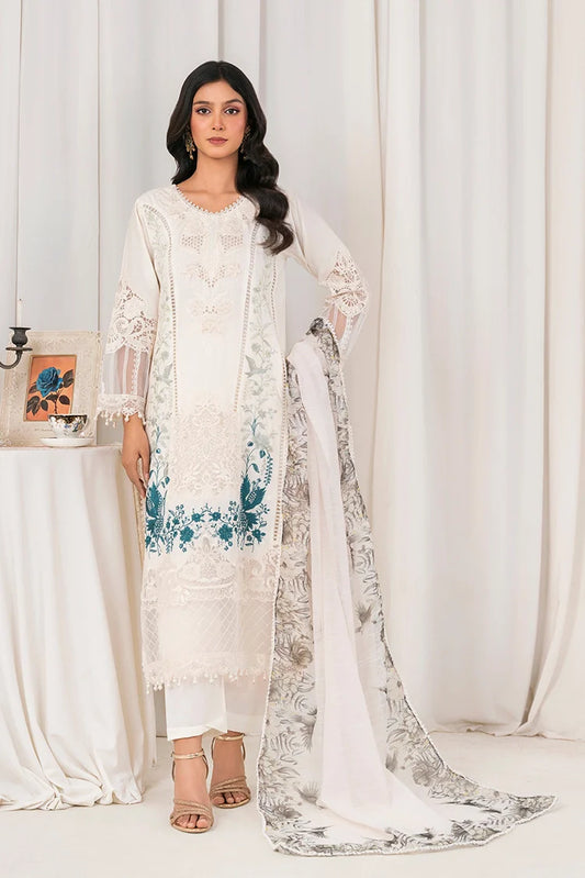 Khubsurat - 3 Piece Ready To Wear - White - 3804-KH-CT